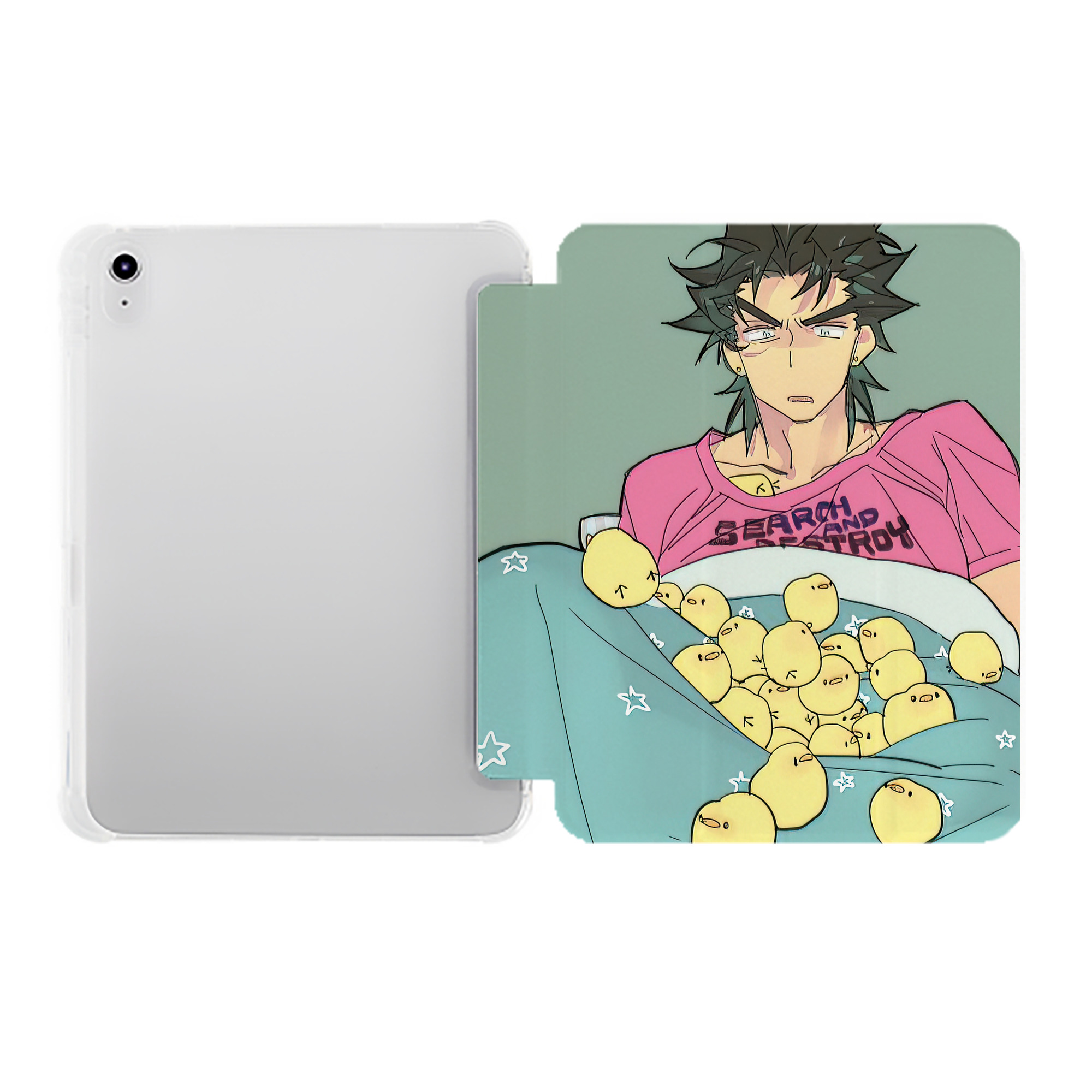 （画像用） ジョジョの奇妙な冒険 JoJo's Bizarre Adventure IPad ケース ペン収納付き 三つ折りスタンド PUレザー×シリコン 対応機種9.5/10.5/10.9インチ